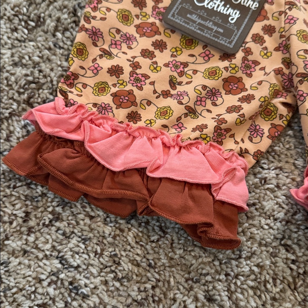 Matilda Jane Floral Ruffle Shorties - Peach and Rust size 6 NWT “Stay Positive” - Picture 4 of 7